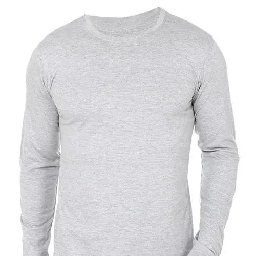 Men's Full Sleeve Solid T-Shirt- Ash