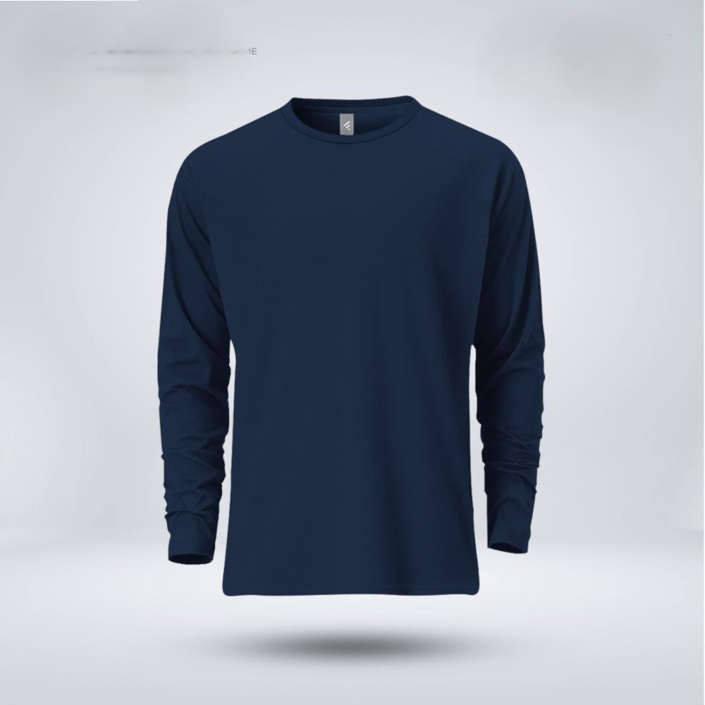 Men's Full Sleeve Solid T-Shirt- Navy